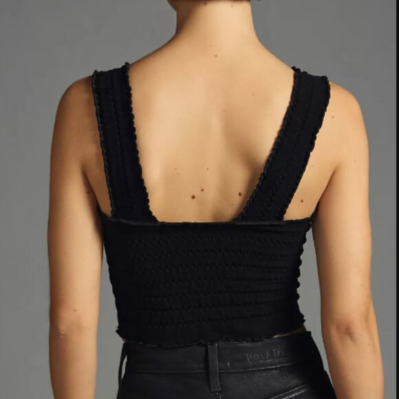 Anthropologie • The Regan Black Seamless Smocked Square-Neck Tank - Picture 2 of 16